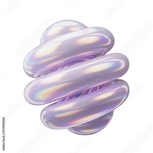 Colorful Transparent Soap Bubble Isolated on White Background,Abstract Iridescent 3D Knot Shape with Glossy Gradient,abstract geometric shape with holographic surface,Abstract glossy smooth reflective