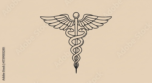 Elegant Caduceus symbol representing medicine and healing services
