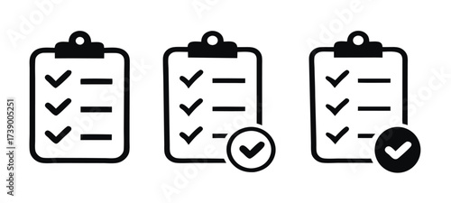 Clipboard icons set, checklist icon for web site and app design. 
