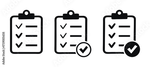 Clipboard icons set, checklist icon for web site and app design. 
