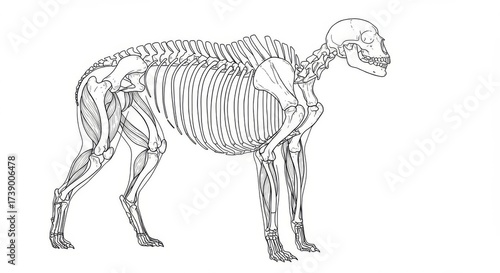 Animal skeleton illustration, ape anatomy