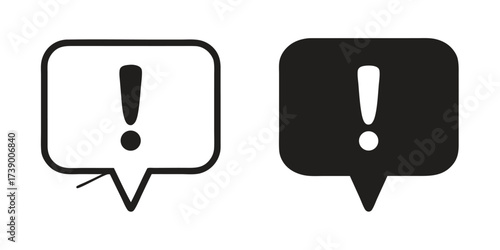 Speech bubble with exclamation mark. Hazard warning symbol. 
