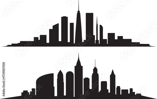 Modern city skylines urban silhouette design