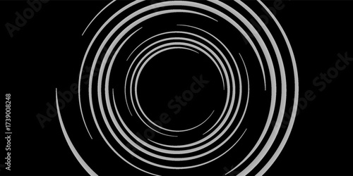 et of black thick halftone dotted speed lines. Speed lines in circle form. Geometric art. Design element for frame, logo, tattoo, web pages, prints, posters, template, abstract vector background.