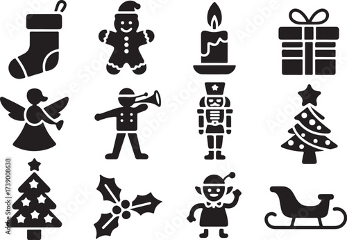 Festive Christmas icons bring holiday cheer to designs
