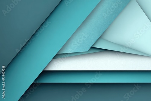Wallpaper Mural Abstract design of layered geometric shapes in shades of teal, turquoise, and white Torontodigital.ca