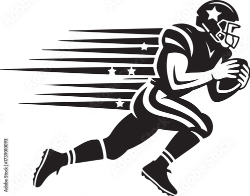 Dynamic football player running with speed and power