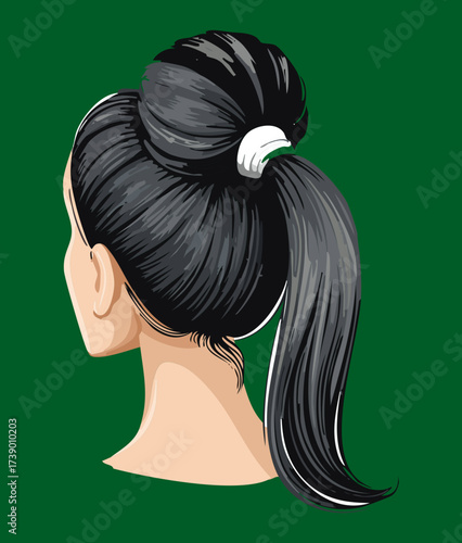 Dark Hair Low Ponytail Hairstyle Back View Simple Minimalist Everyday Look