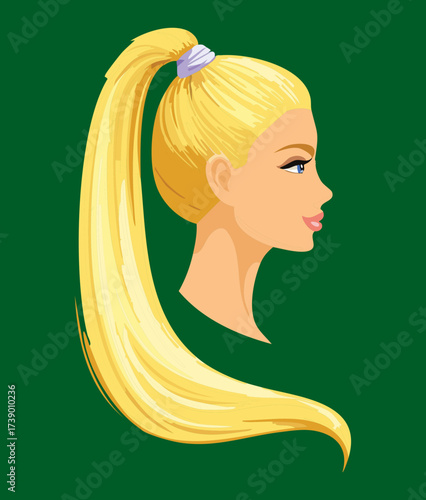 Bright Blonde High Ponytail Hairstyle Side Profile Youthful Fresh Style