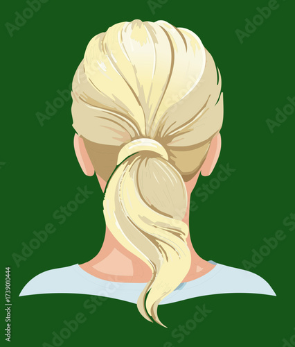 Casual Blonde Low Bun Updo Hairstyle Back View Messy Natural Look Graphic Design