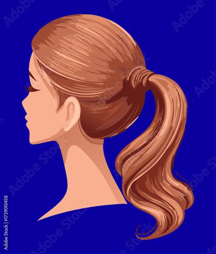 Dark Brown Low Ponytail or Updo Side Profile View Neat Professional Hairstyle Look