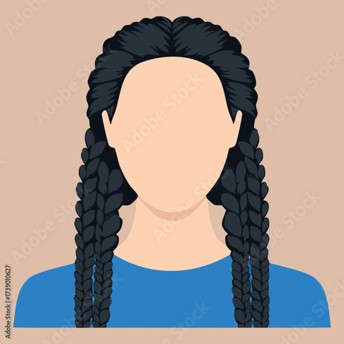 Cute Woman Portrait Two Loose Braids Hairstyle Dark Hair Casual Look