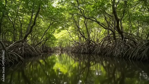 Tranquil Mangrove Forest Reflection, Nature's Serenity and Ecosystem Beauty