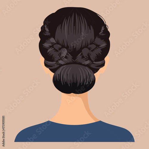 Intricate braided crown bun hairstyle for special occasions viewed from the back of the head	