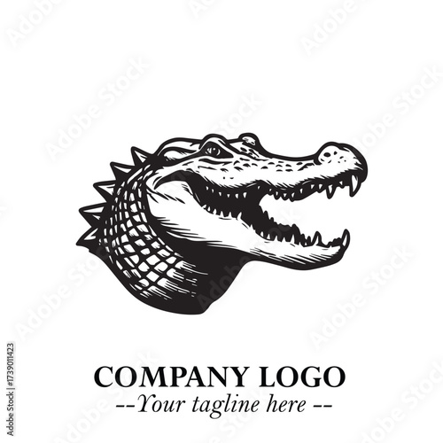 Black and White Crocodile Logo in Minimalist Modern Vector Design for Branding and Creative Identity