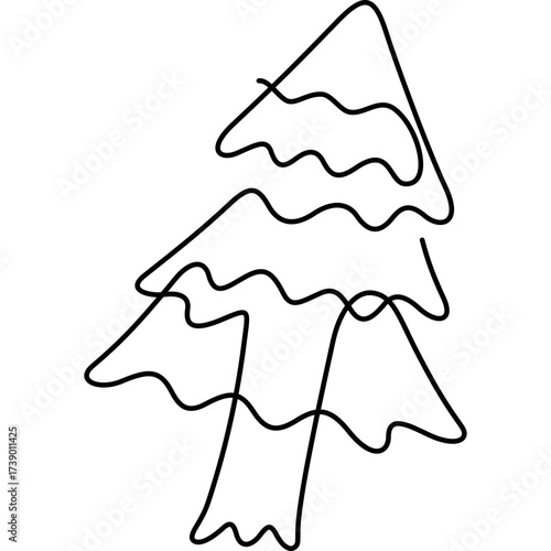 christmas tree one line icon for decoration, website, web, mobile app, printing, banner, logo, poster design, etc.