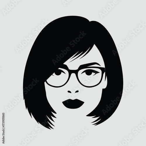 Stylish woman with glasses vector illustration professional business profile icon scalable eps graphic silhouette White background