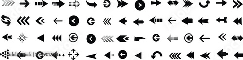 Arrow icon set, Arrow. arrow cursor. Modern simple arrows. collection, different arrow signs, black arrows icons. Vector illustration.