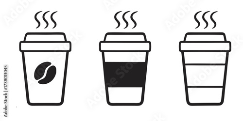 Coffee cup vector icon. Paper coffee cup icon isolated on white background. 
