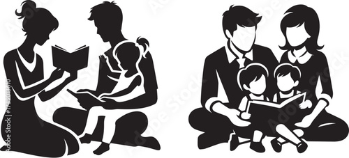 Family Reading Together: A Heartwarming Illustration of Bonding.