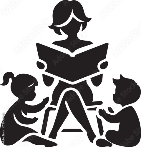 Reading Time: A Teacher Shares a Story with Children.