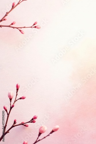 Delicate Pink Blossoms on Branches, a Springtime Floral Design Element for Greeting Cards and Invitations