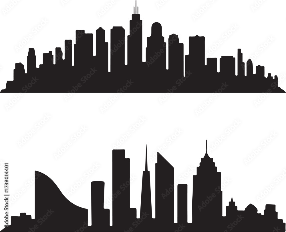 Fototapeta premium Modern city skylines in silhouette