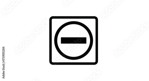 Minus sign icon in a square frame on white background  