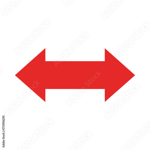 シンプルな両方向矢印　細赤