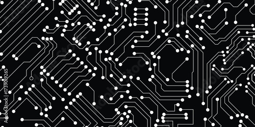white electronic design on black background..