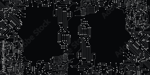 Circuit technology background with hi-tech digital stock illustration. 
