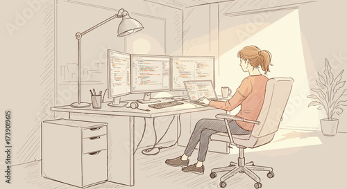 A Programmer's Workspace Coding and Creativity in a Modern Office