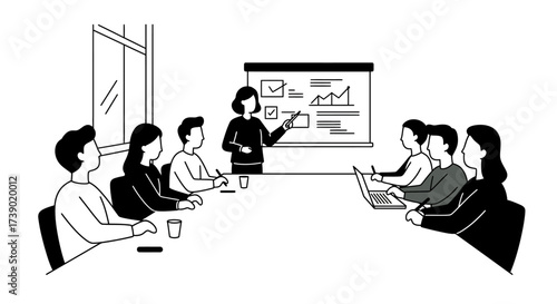 Business Meeting Presentation and Collaboration in a Modern Office Setting