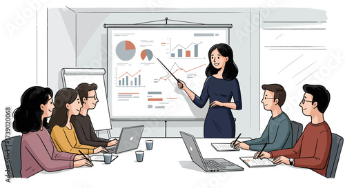 Business Meeting and Presentation with Charts