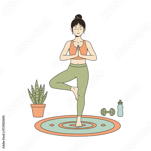 Woman in Tree Pose Yoga for Balance and Meditation	