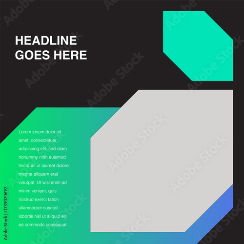tech sharp cut diamond shape social media design template editable eps