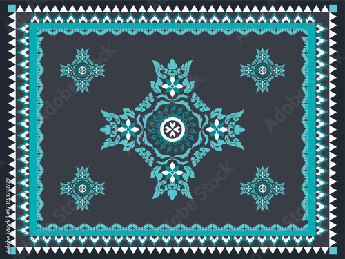 Ethnic abstract  art. Thai fabric, geometric ethnic pattern seamless color oriental.Background, Design for fabric, curtain, carpet, wallpaper, clothing, wrapping, Batik, vector illustration.