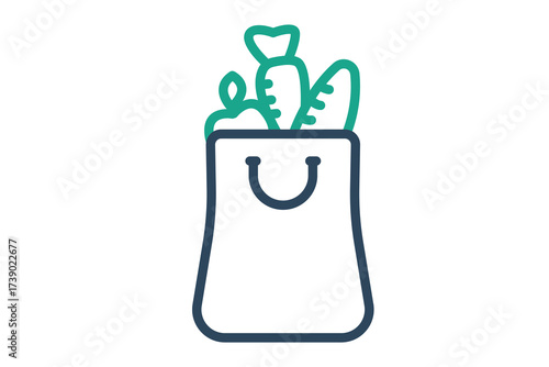 Grocery bag icon. line icon style. icon related to zero waste. waste elements vector illustration