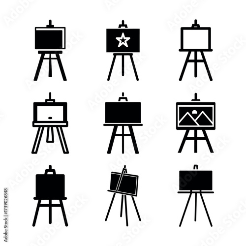 Easel Icons – Art Board, Painting Stand, and Canvas Vector Set for Design & Branding