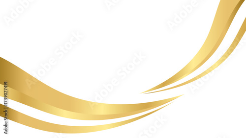 Gold wave curve, golden wave corner shape for  certificate border element, stripes ribbon golden graphic, striped gold for decorate website or Advertisement