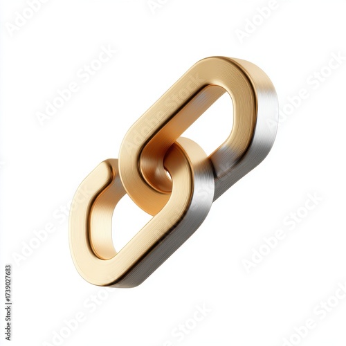 Gold and Silver Interlocked Chain Links 3D Render
