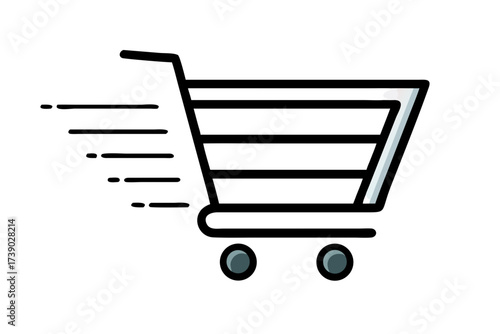 Shopping cart icon for online store sale