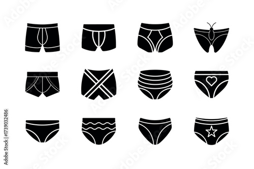 Underwear Icons – Lingerie, Panties, and Intimate Apparel Vector Set for Design & Branding