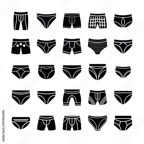 Underwear Icons – Lingerie, Briefs, and Intimate Apparel Vector Set for Design & Branding