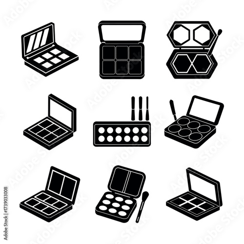 Eyeshadow Palette Icons – Makeup, Beauty, and Cosmetic Kit Vector Set for Design & Branding