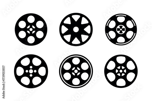 Film Reel Icons Set – Movie, Cinema & Video Production Vector Clipart for Media & Entertainment Design