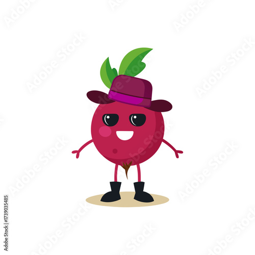 cartoon beets  beetroot  vegetable mascot characte