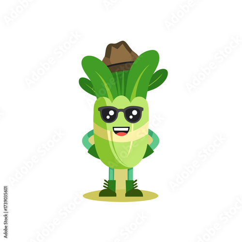 cartoon bok choi  bok choy  vegetable mascot chara
