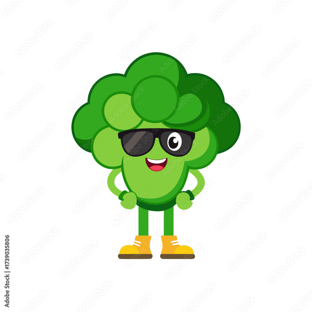 Fototapeta premium cartoon broccoli vegetable mascot character in fun