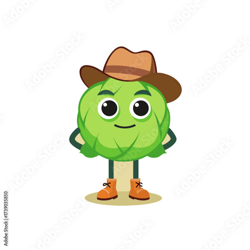 cartoon brussels sprouts vegetable mascot characte